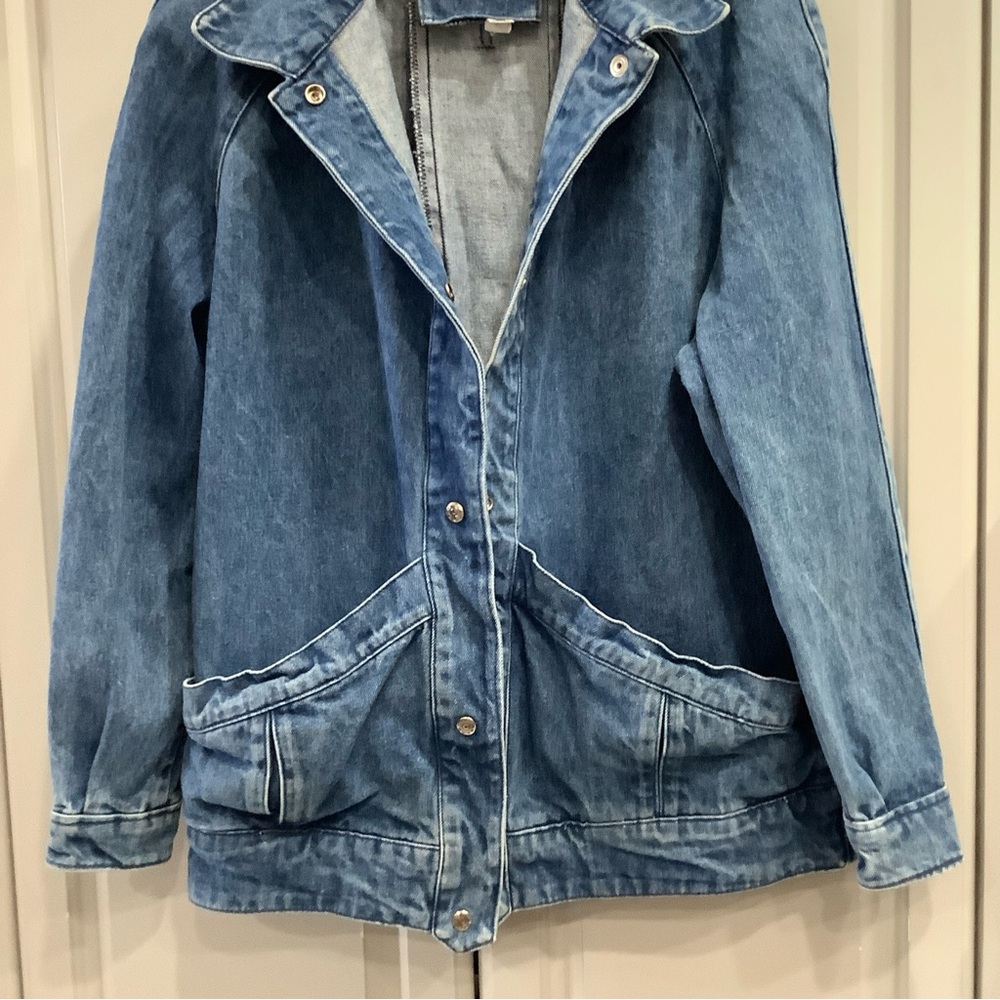 S.B. II by Bitterman Woman’s Vtg Blue Denim Coat Jacket Sz L, Snap Closure - Picture 3 of 11